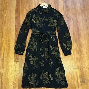 Poet - Black Dress with Gold Floral Koi Design